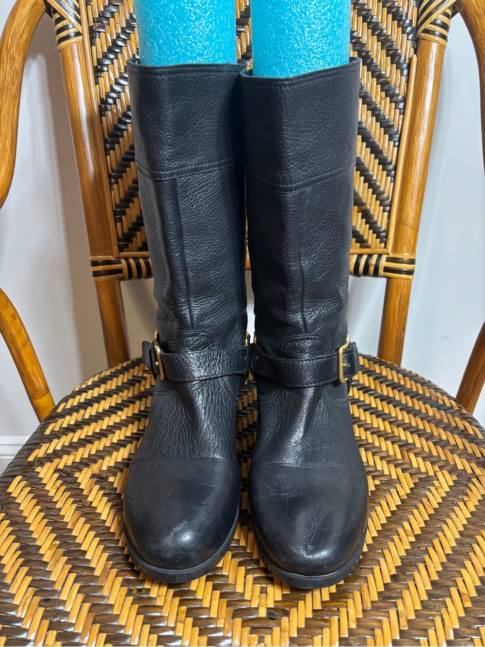Prada Sport Leather Moto Boots Harness Biker 39 1/2 9.5 - Picture 2 of 10
